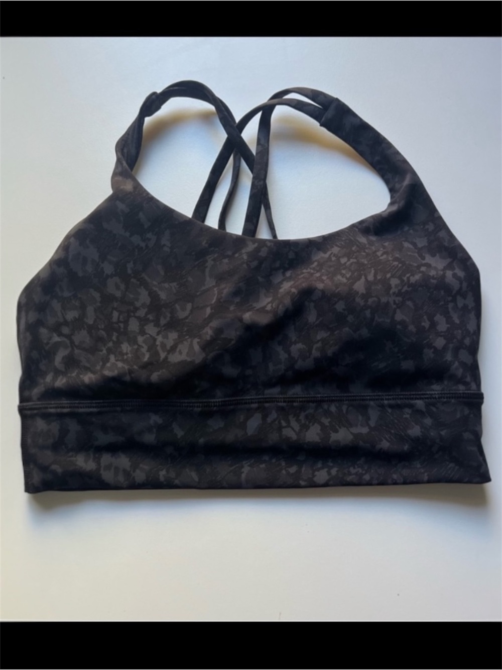 Lululemon Energy Longline Bra Medium Support Formation Camo Deep Coal Size 6